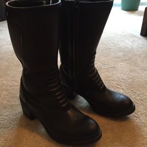 Women's Waterproof Black Motorcycle Boots Size 8